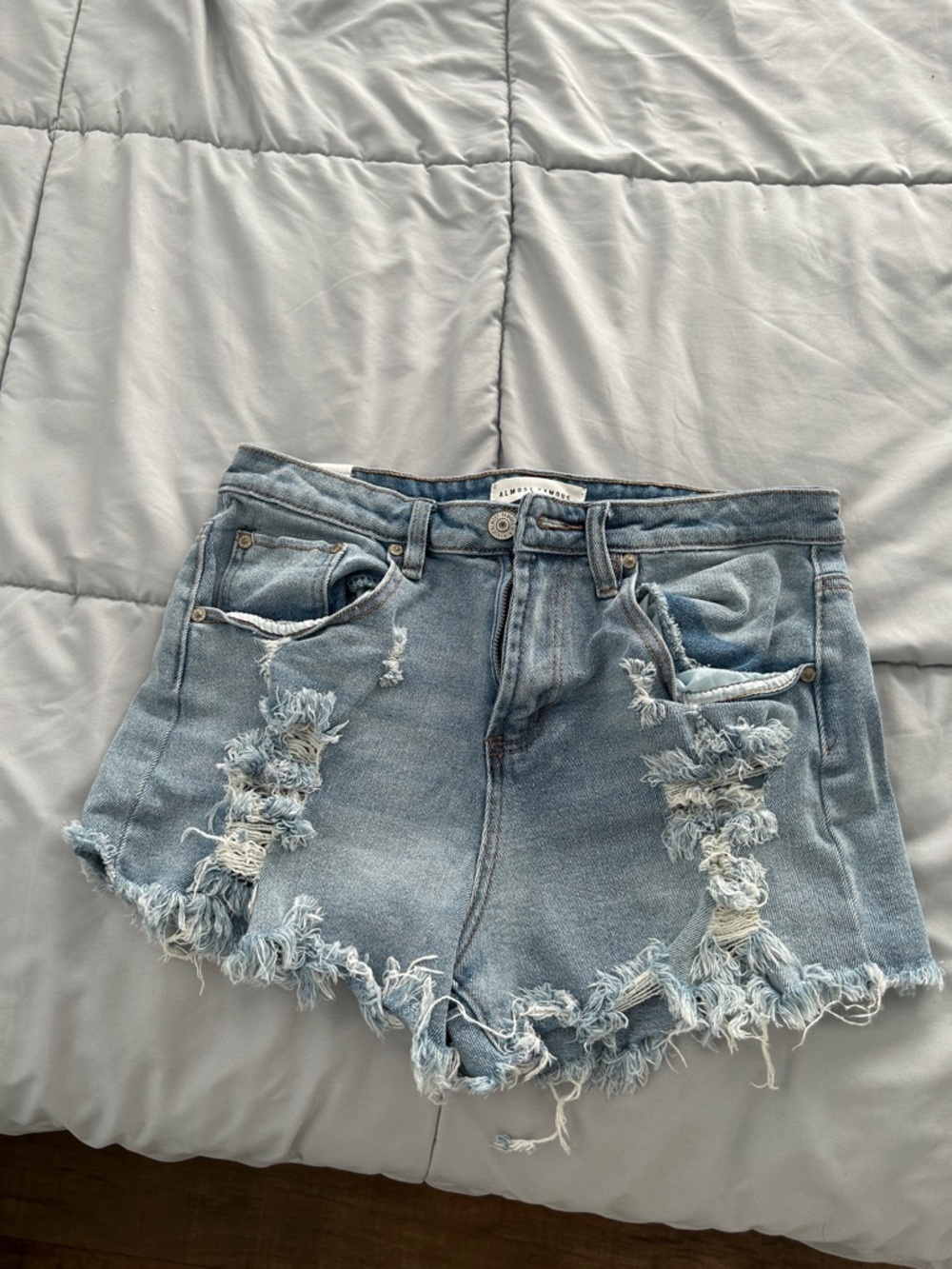 Light Blue Distressed Womens Jean Shorts
